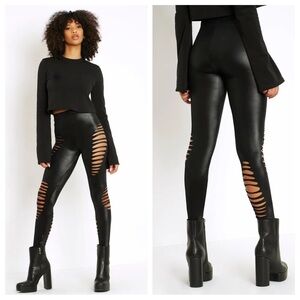 Black Milk Clothing Shredded HW Leggings, size L
